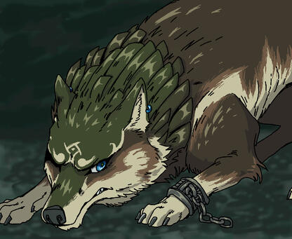 A clean lined and colored illustration of Wolf Link made in Animal Jam's paint tool