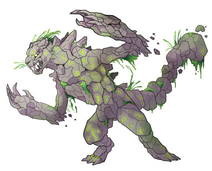 Concept art of my tabaxi druid Bird with a Strange Call's earth elemental wildshape form.