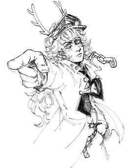 A sketch of my oc John dressed as Jotaro from Jojo's Bizarre Adventure